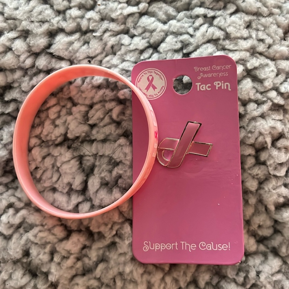 Breast Cancer pin and bracelet